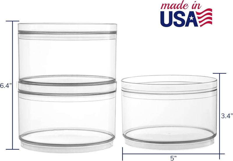 STORi Bella Stackable Clear Plastic Container (Set of 3) Round Vanity Storage Organizers with Lids for Hair Accessories & Beauty Supplies | Made in USA - Image 5